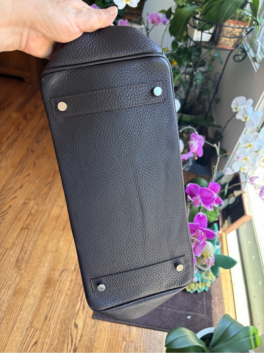 Classic Italian dark brown Leather Top-Handle Tote Bag - Picture 4 of 10